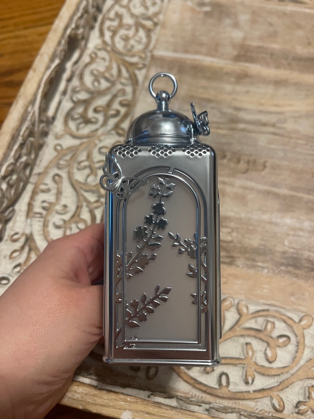 Bath & Body Works Silver Floral Cutout Lantern